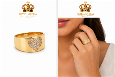 Anillo de mujer con corazon de piedras 10 kt