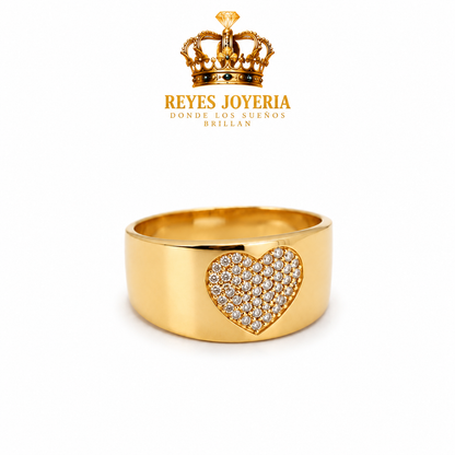 Anillo de mujer con corazon de piedras 10 kt